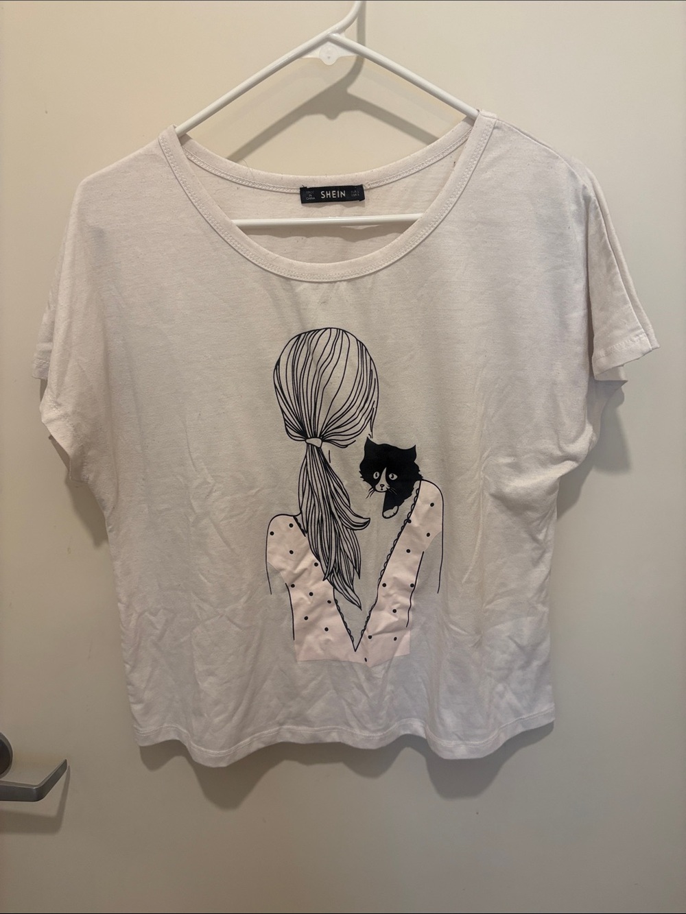 White Short-Sleeve Cat Tee